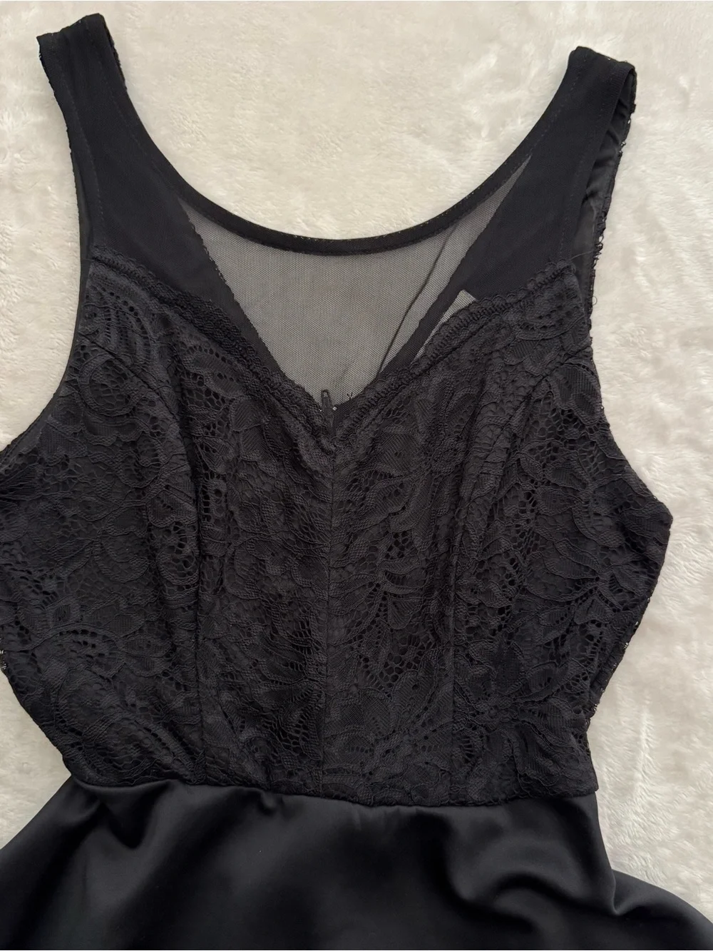 Black Lace Bodice A-Line Dress - Women